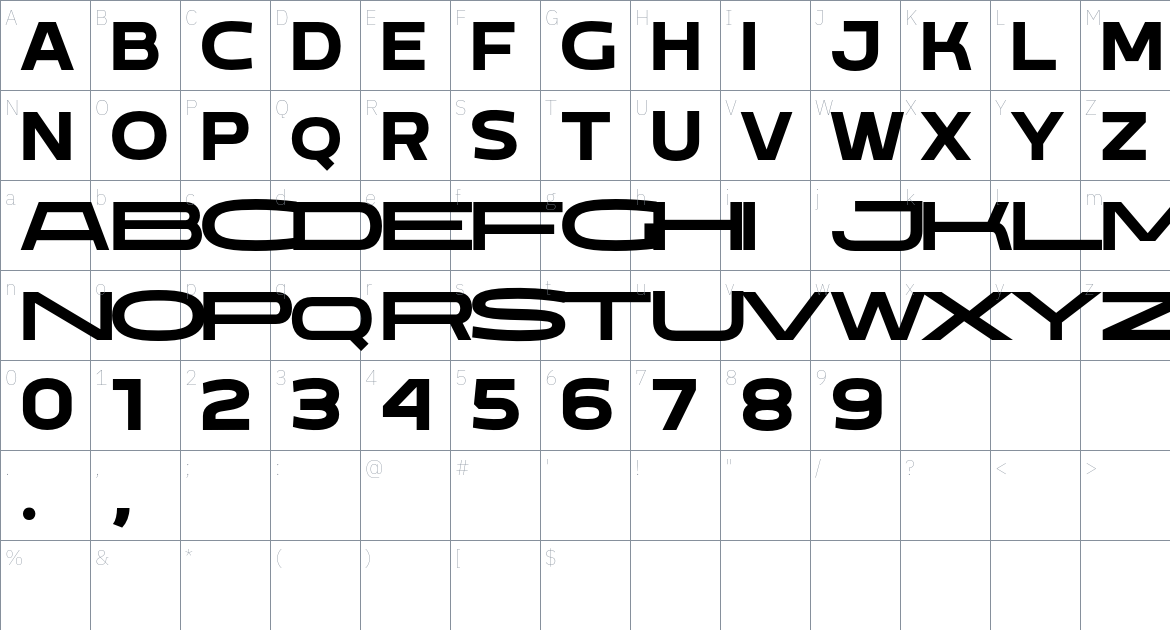 Super Ground font Character Map