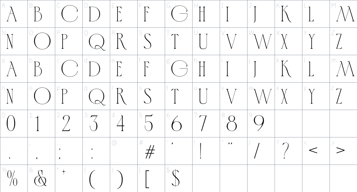 Mirra Font font Character Map