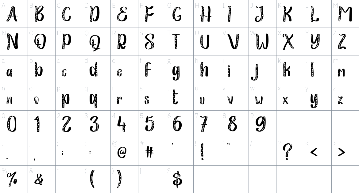 Christmas Leaf font Character Map