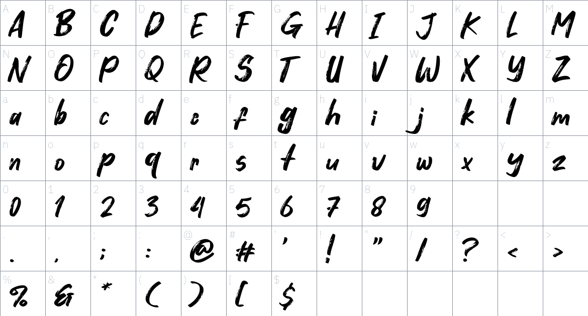 Dosen Killer font Character Map