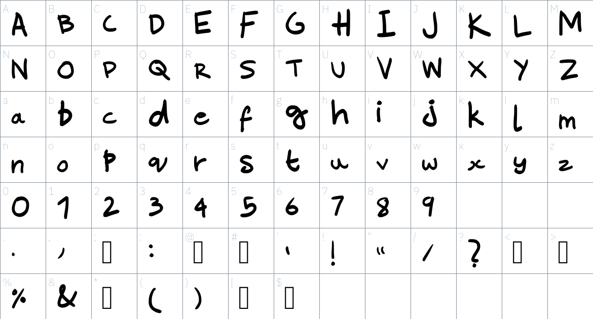 Arjustings Font font Character Map