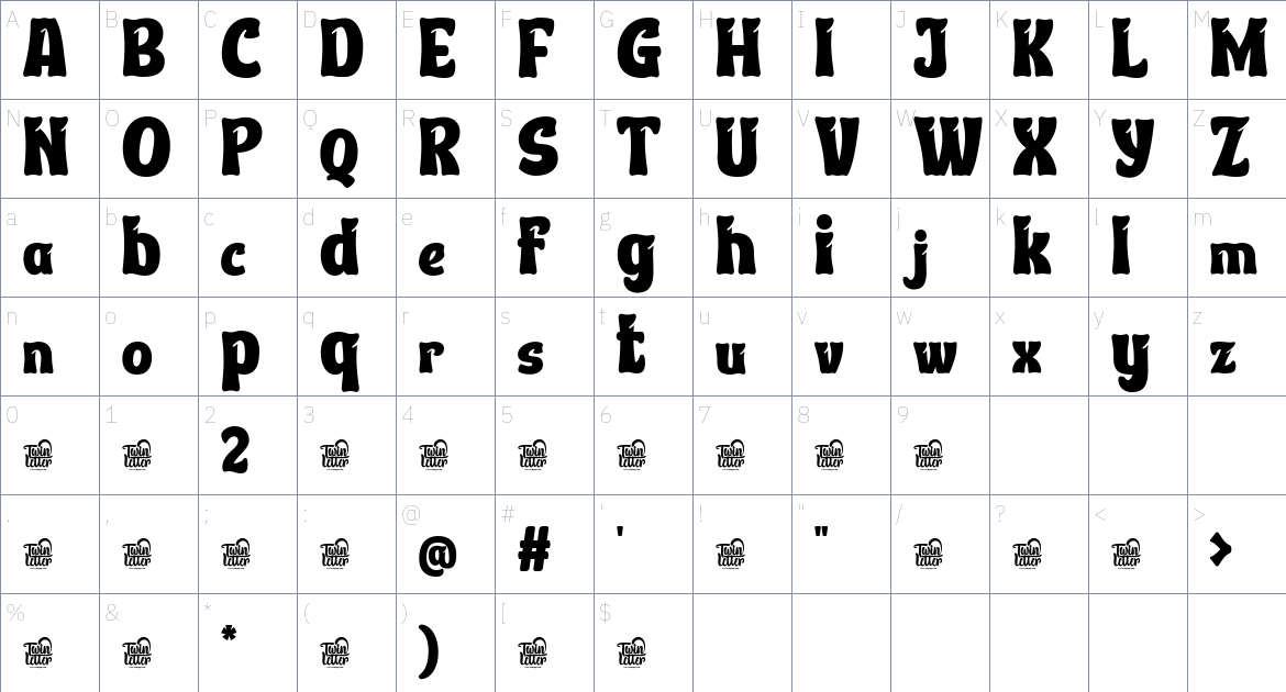 Thill Caten font Character Map