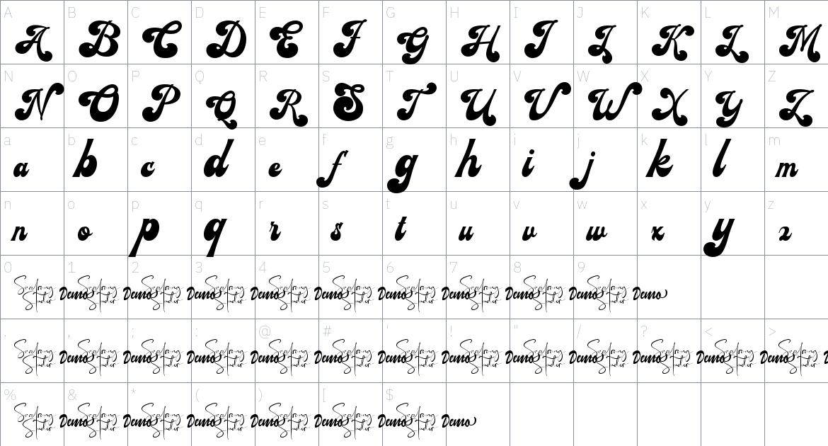 Amderais Font font Character Map