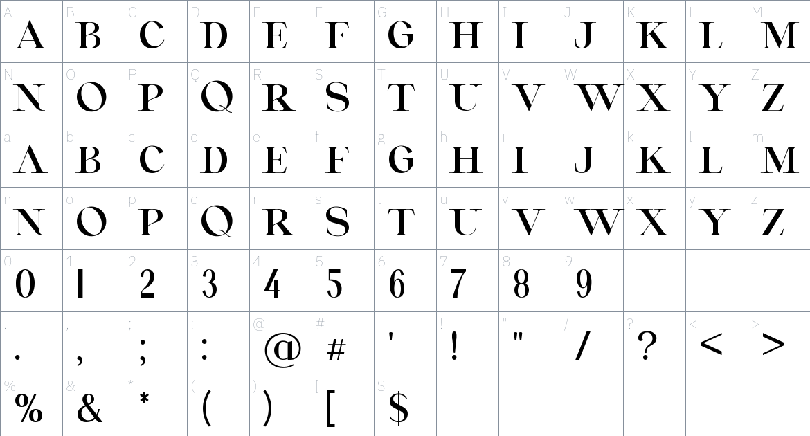 Montvolca font Character Map