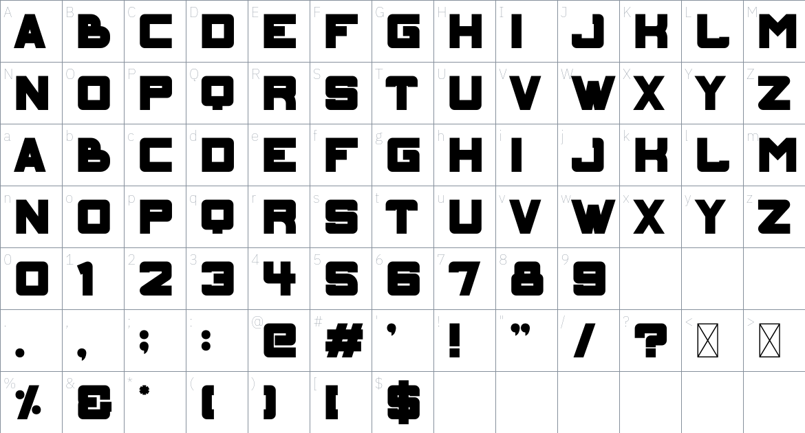 Gordion font Character Map