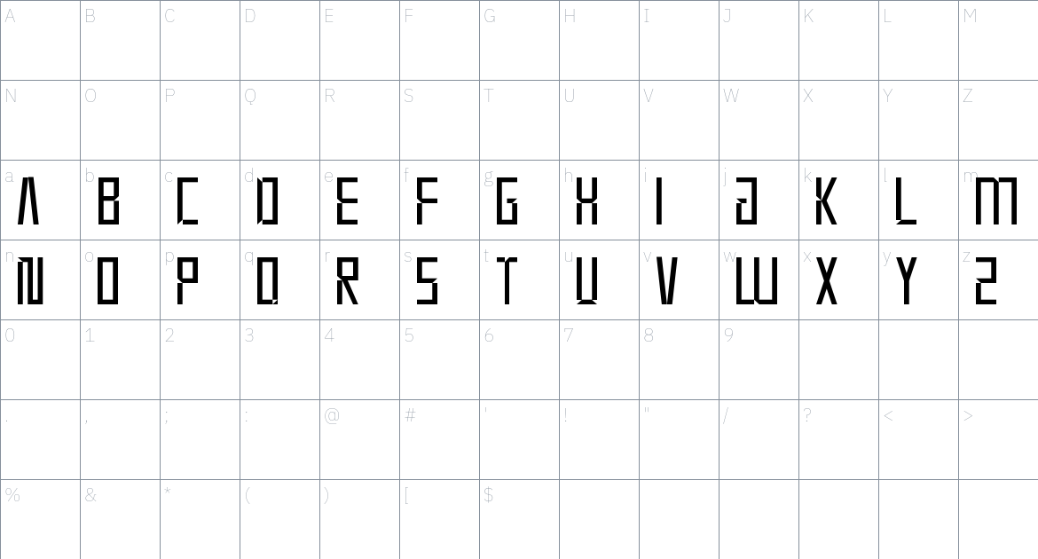 Kalheo Font font Character Map