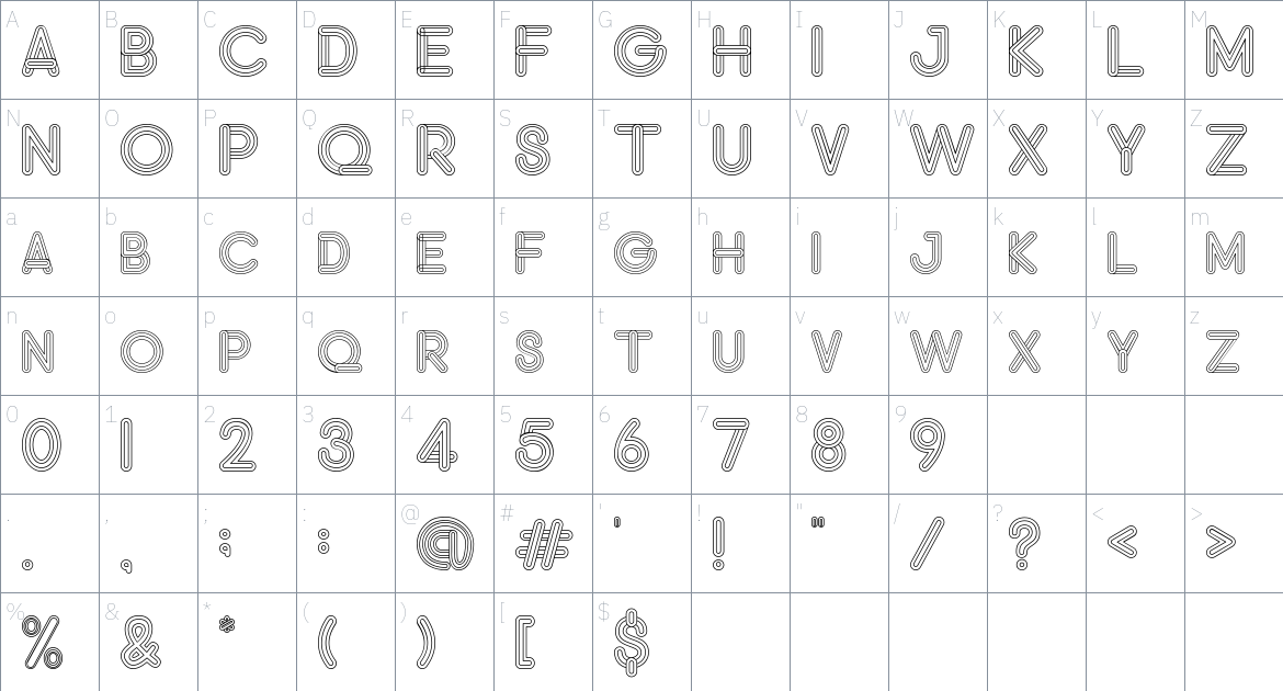 Demokrasi font Character Map