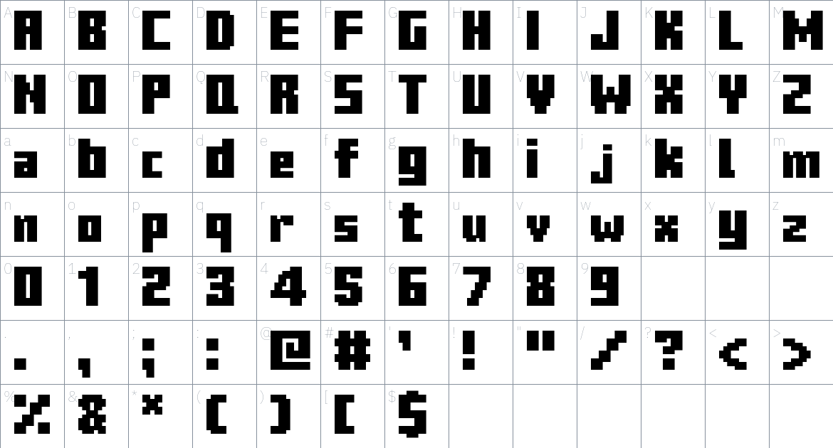 MC Ten Lowercase Alt font Character Map