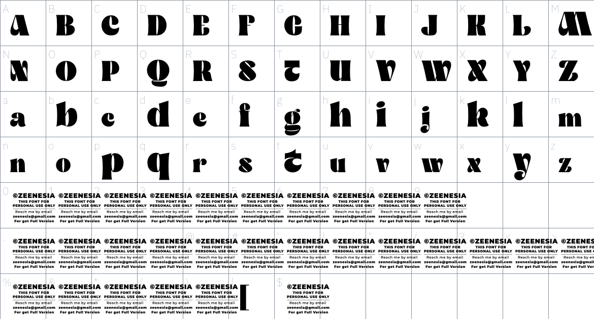 Qitella Font font Character Map