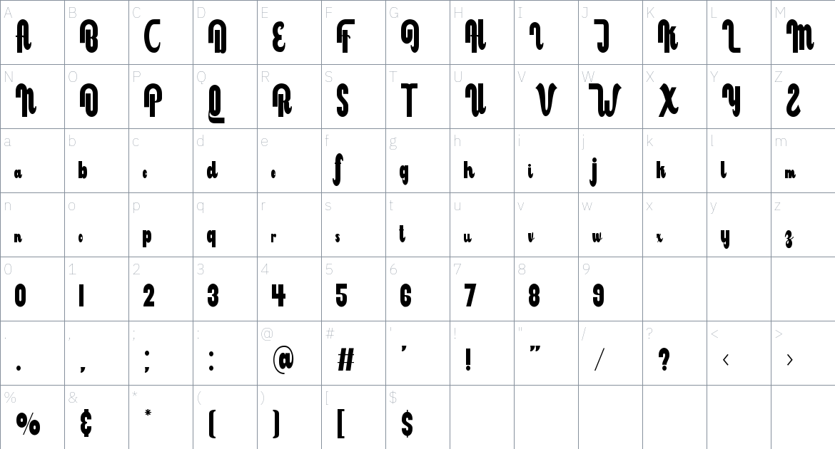 Milbong Font font Character Map