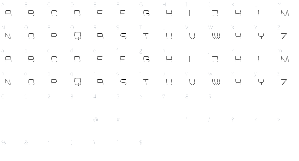 Hundred font Character Map