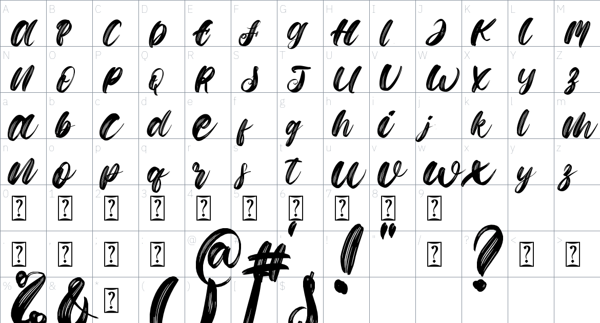 Gloria Santa font Character Map