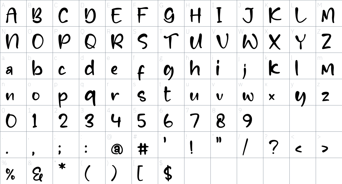 Fortune Cookies font Character Map