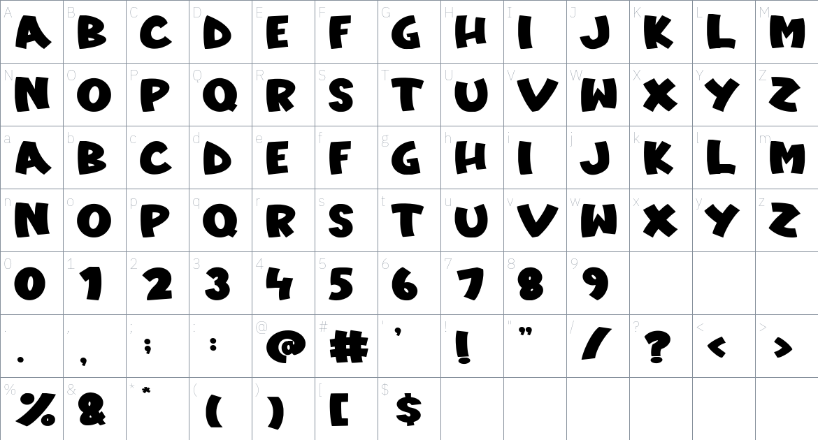 Vellyc font Character Map