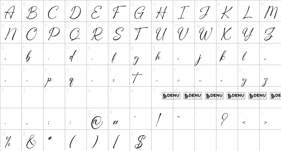 Aureliya Homnalej font Character Map