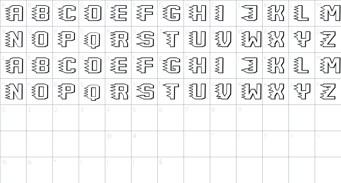 Future Hopes font Character Map