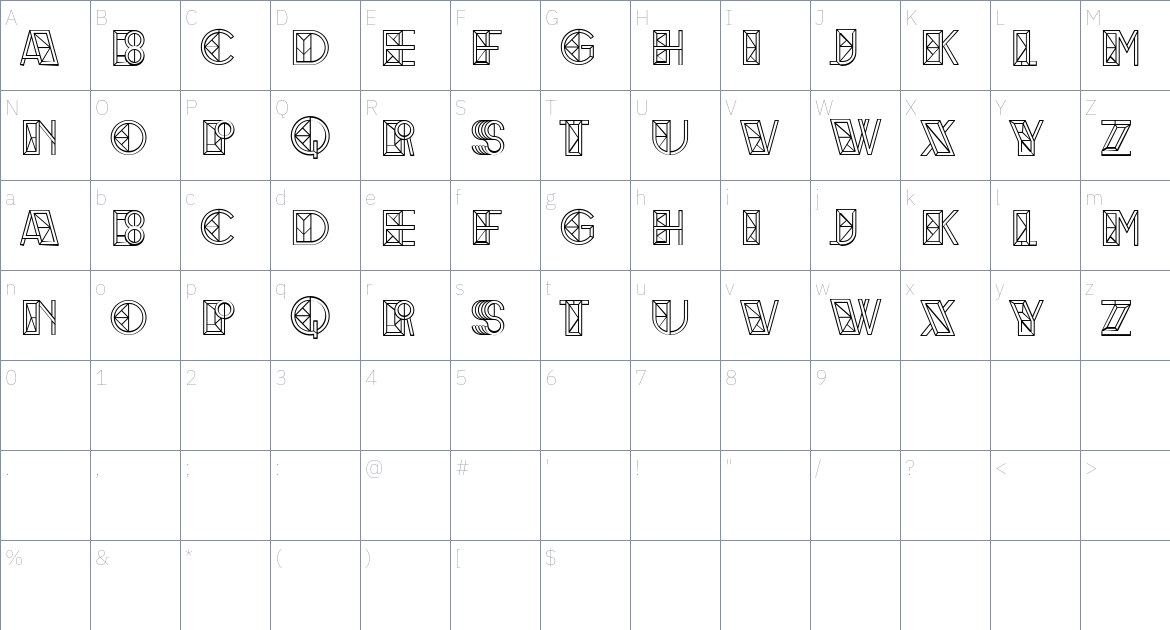 Scientist font Character Map