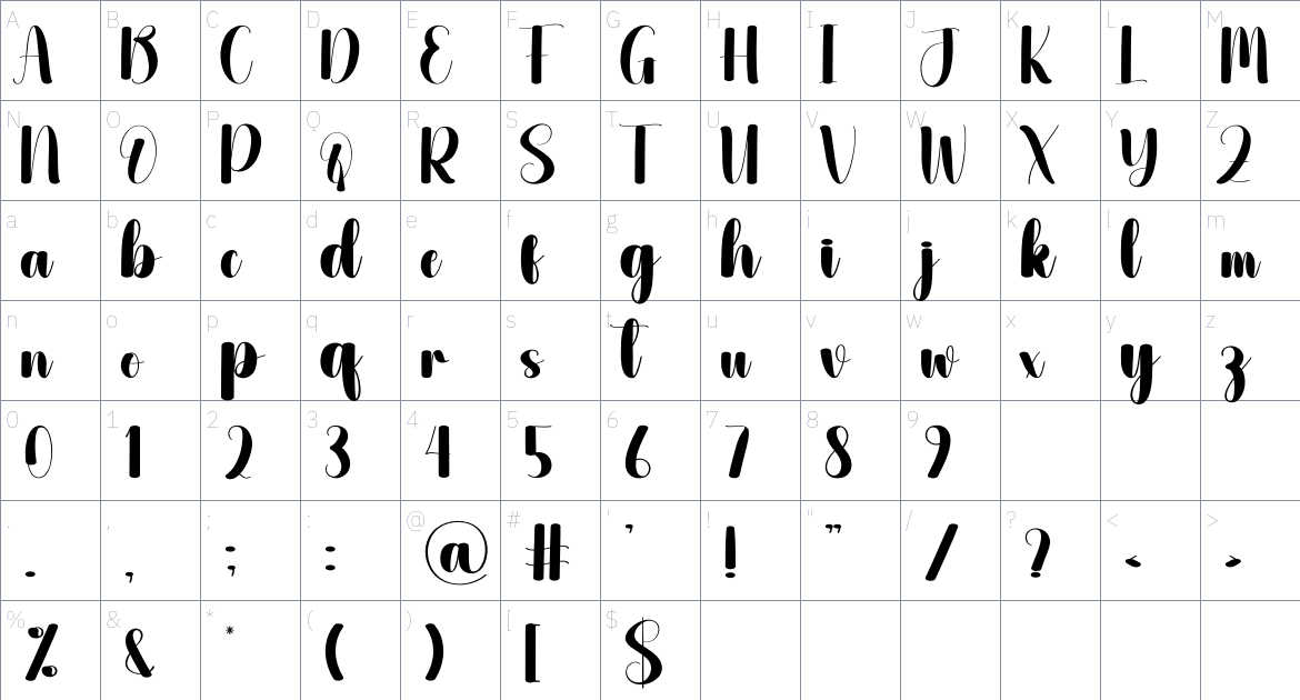 Massleave font Character Map