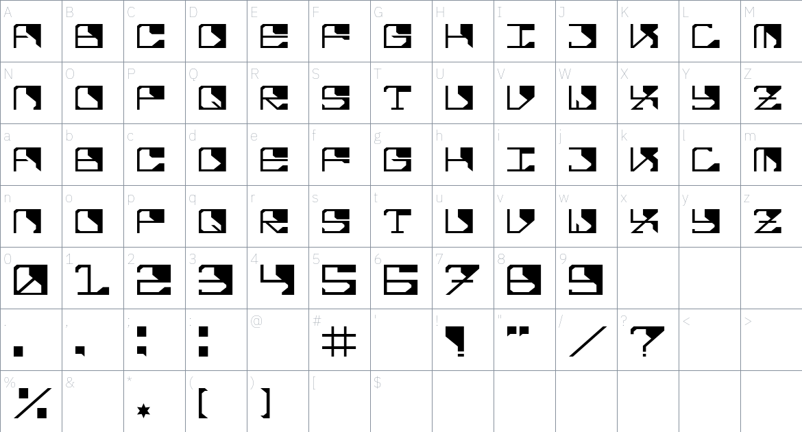 M290 Font font Character Map