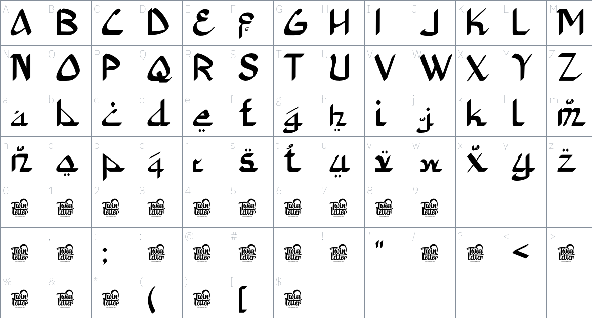 Fakodi font Character Map