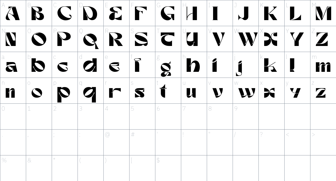 Rattani Font font Character Map