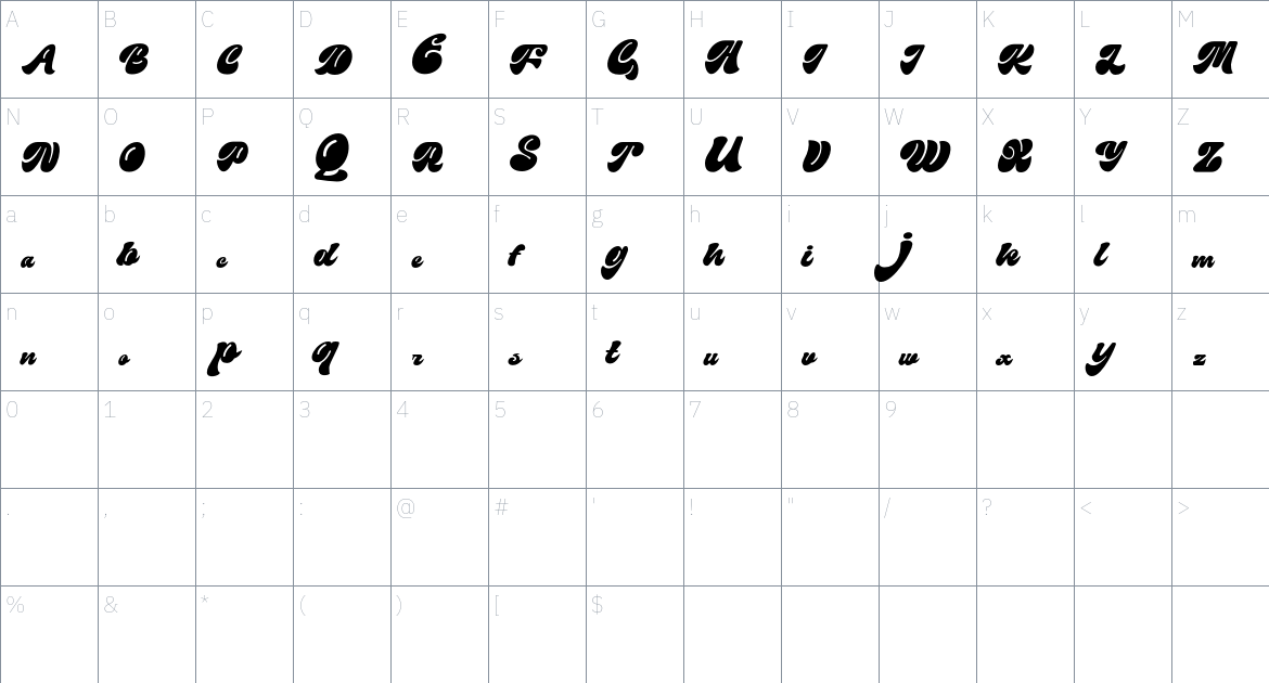 Flicking Font font Character Map