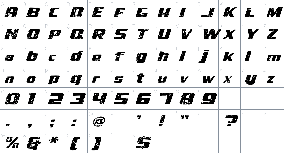 Baygo font Character Map