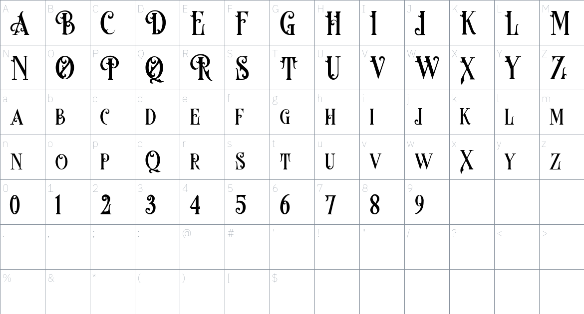 Stalber Font font Character Map