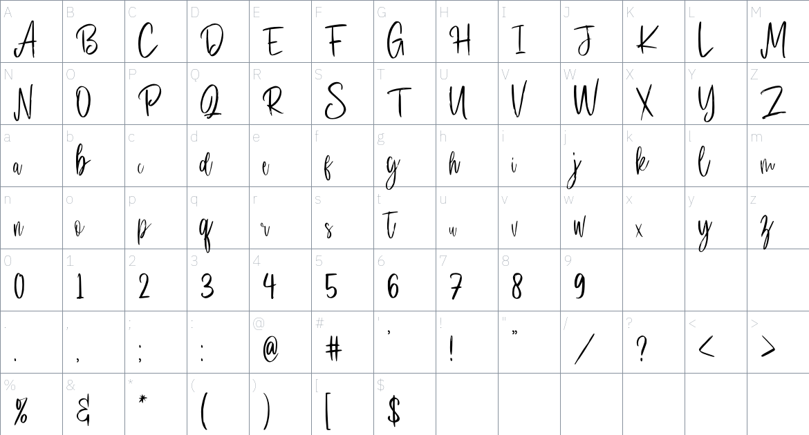 Stillovers font Character Map