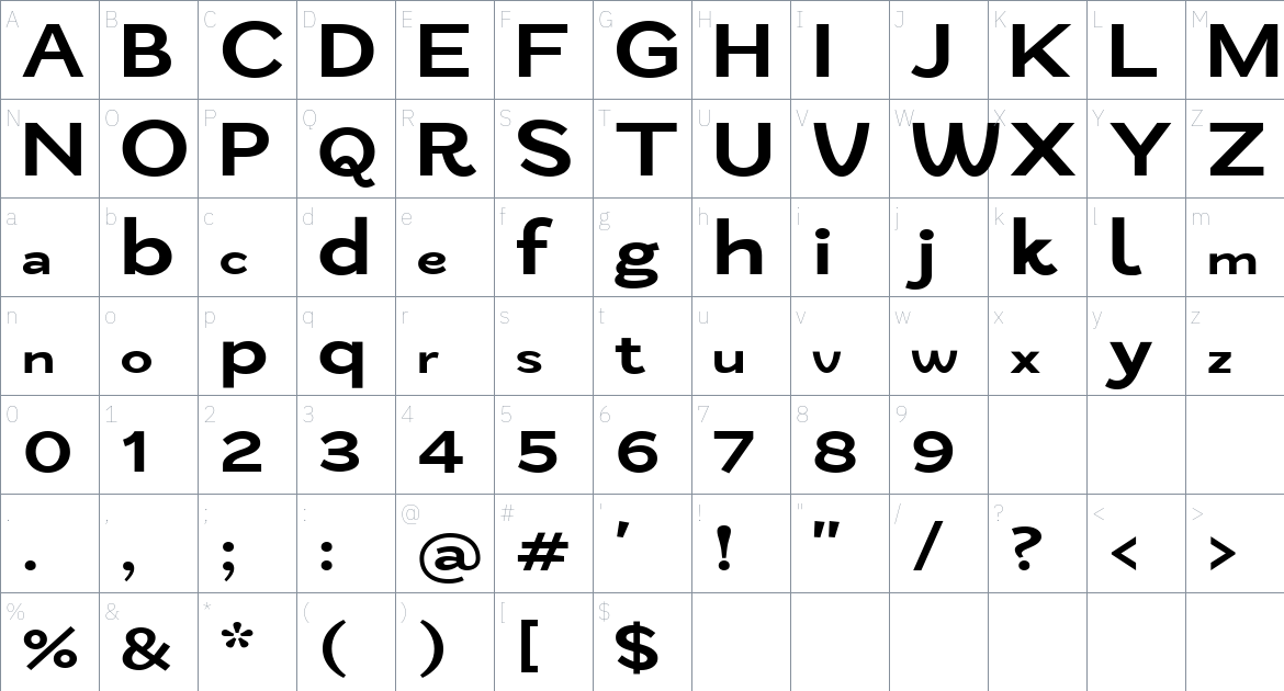 ZT Nezto Font font Character Map