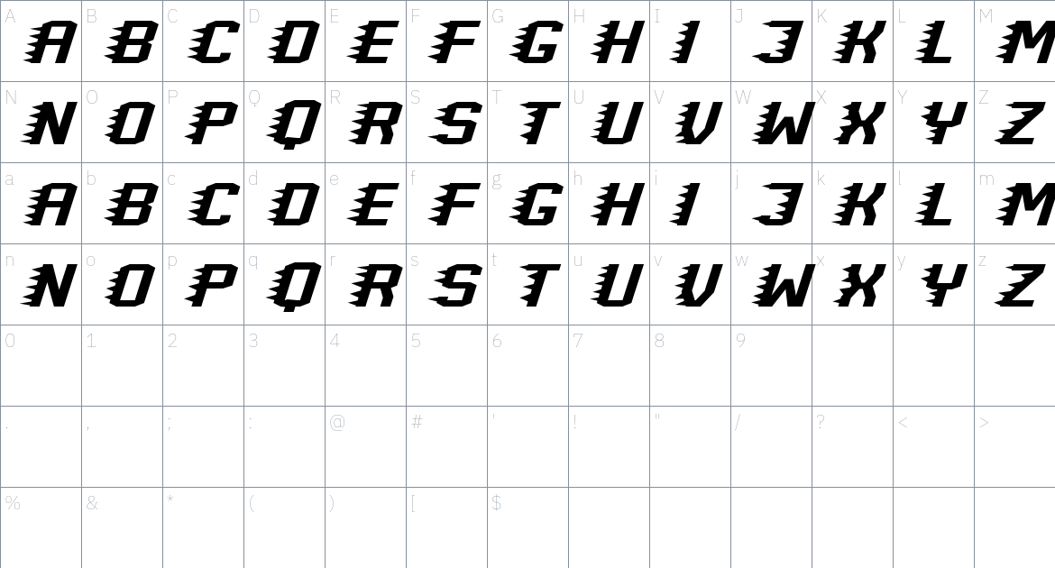 Slow Connection font Character Map