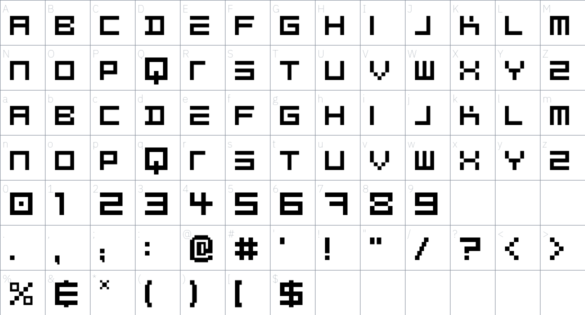 ALUMINECRE font Character Map