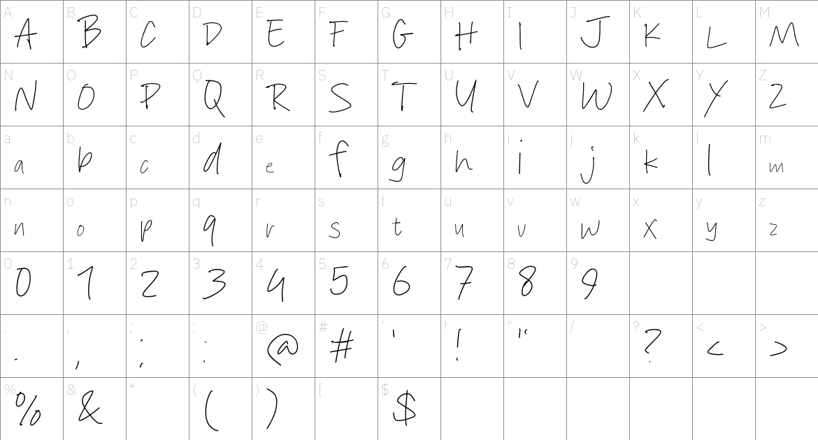 Stoke Note font Character Map