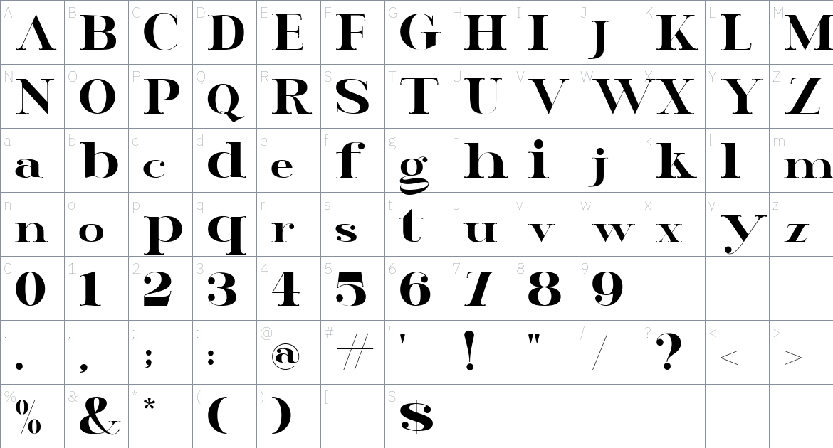 Mongka Display font Character Map