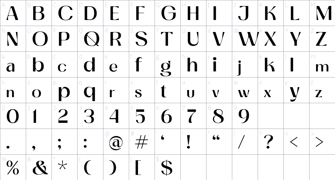 Cloveris Font font Character Map