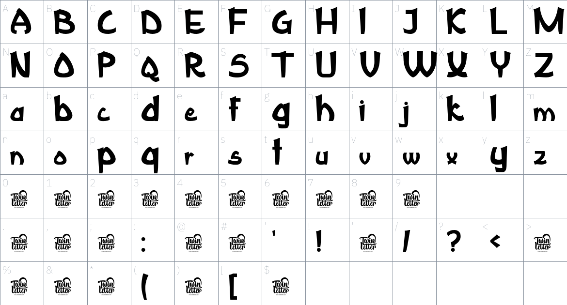 Godysun font Character Map