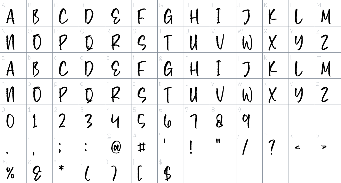 Rawsome Machinery font Character Map