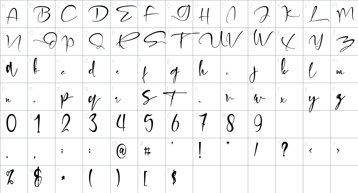 Olliffia font Character Map