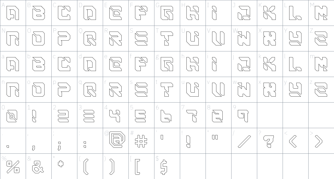 Saiba 45 font Character Map