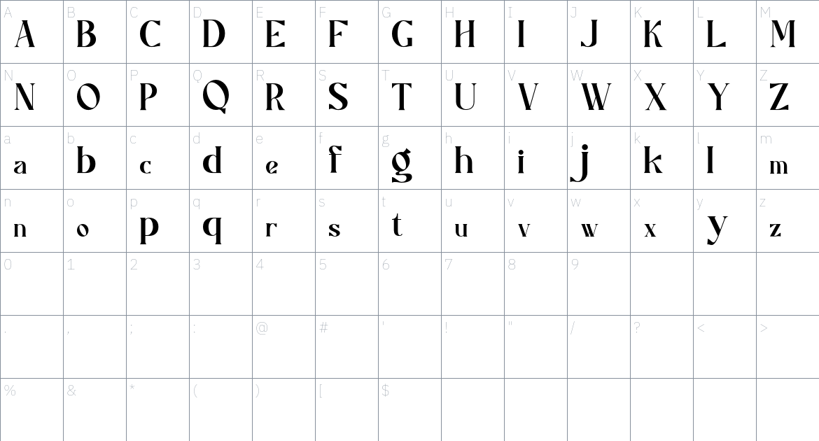 Caustics Font font Character Map