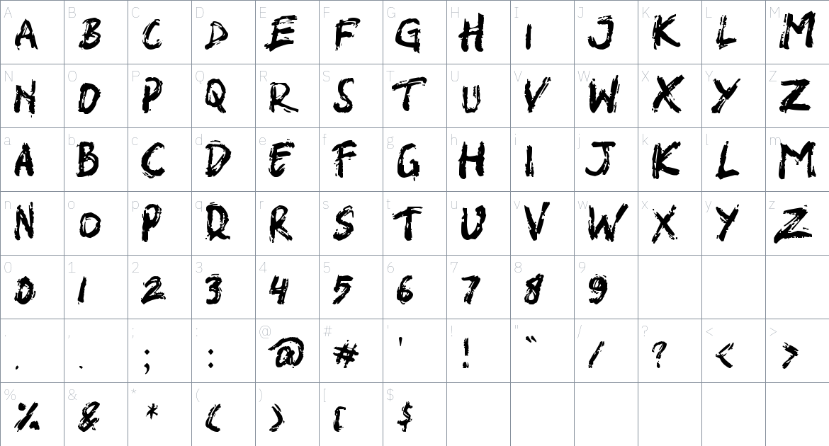 Shirk Font font Character Map