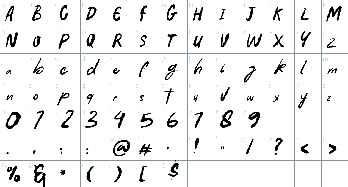 Batang Tebo font Character Map