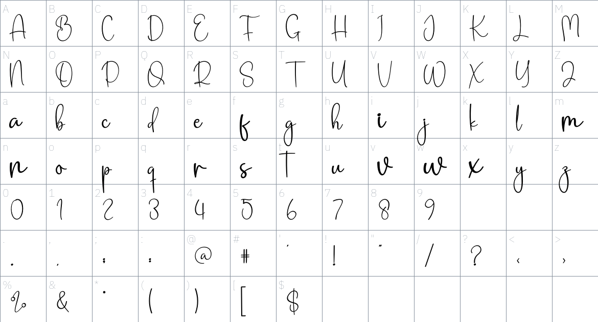 Christmas Harmony font Character Map