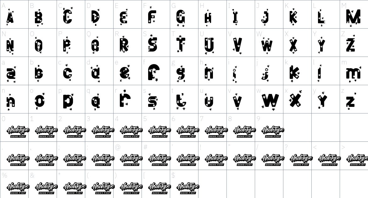 Mini Puzzle font Character Map