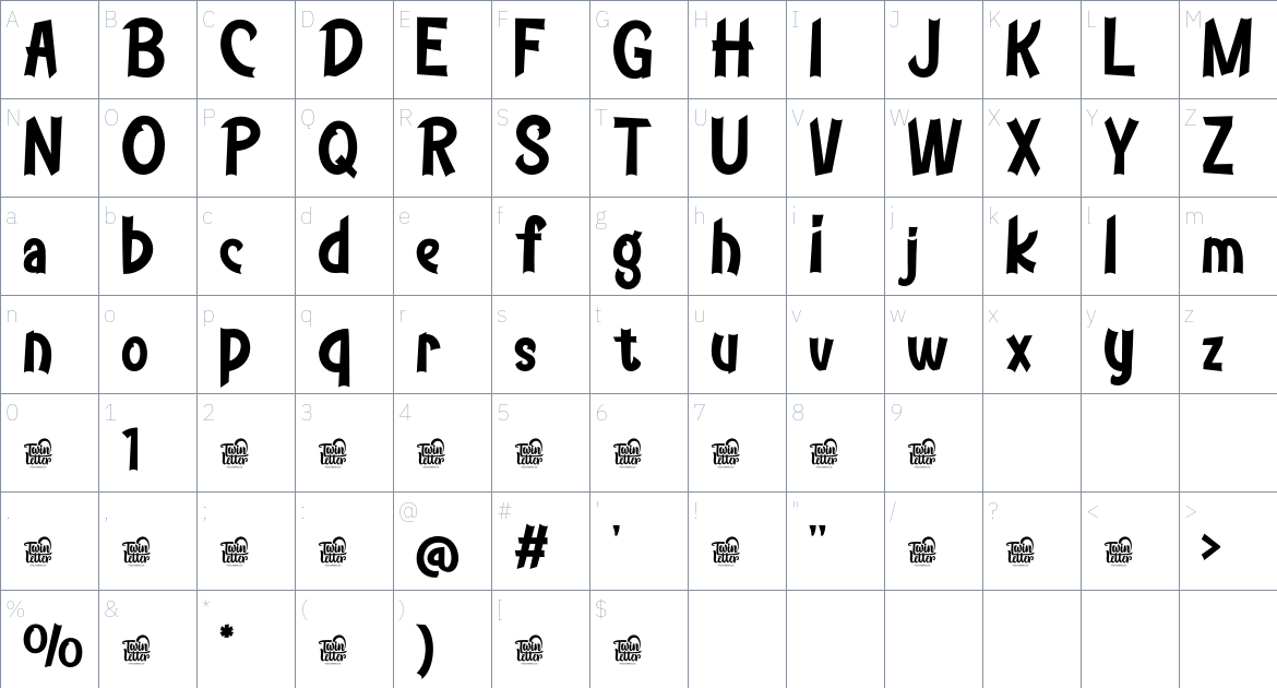 MISENA Trial font Character Map