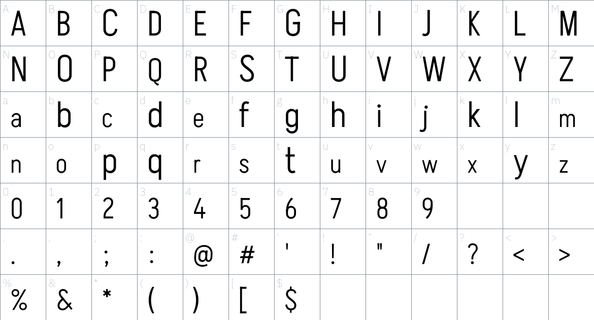 Akshar font Character Map