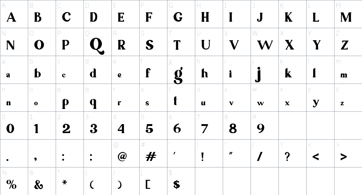 Ragila Font font Character Map