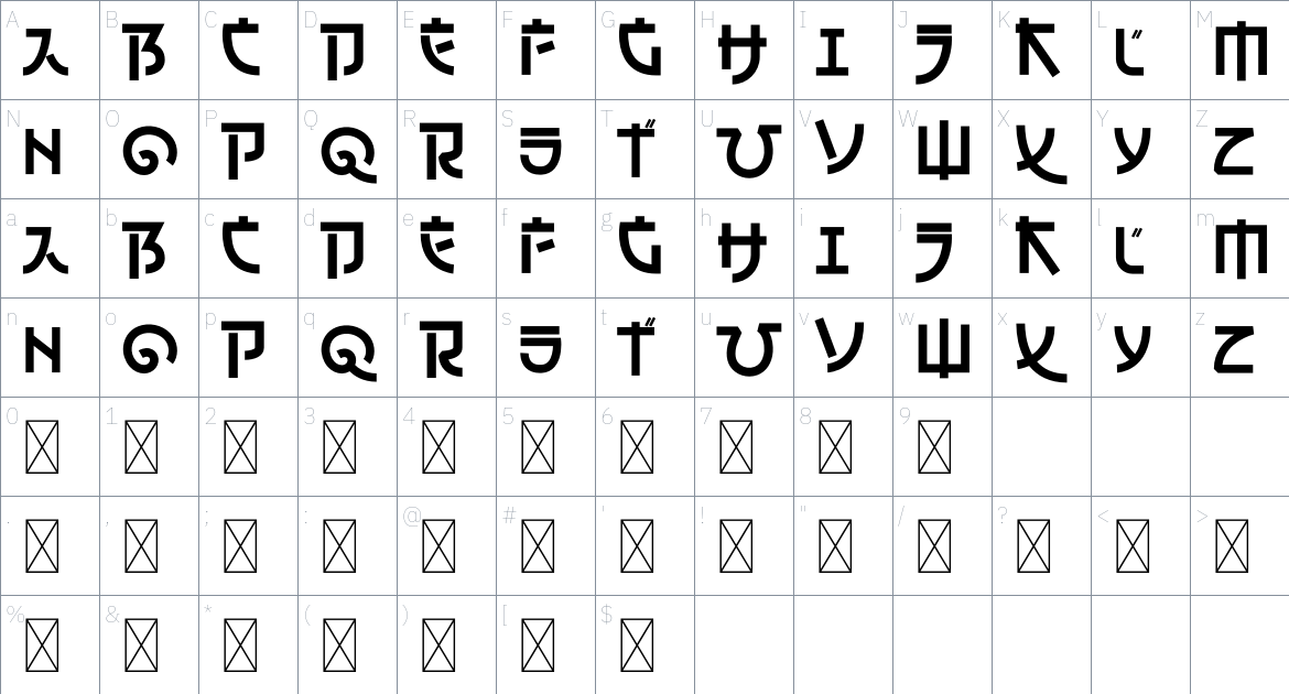 Morioka font Character Map