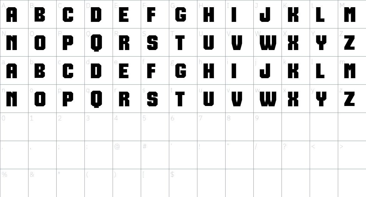 Boyfrend font Character Map