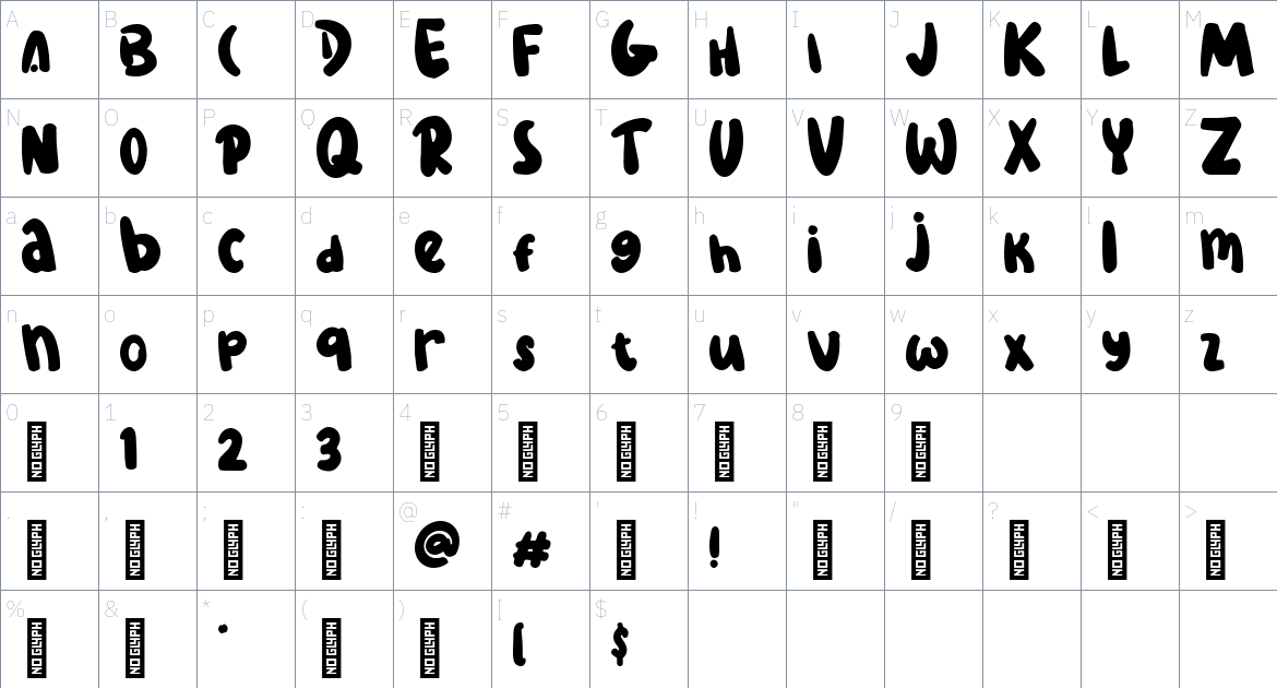 Cold Cabin font Character Map